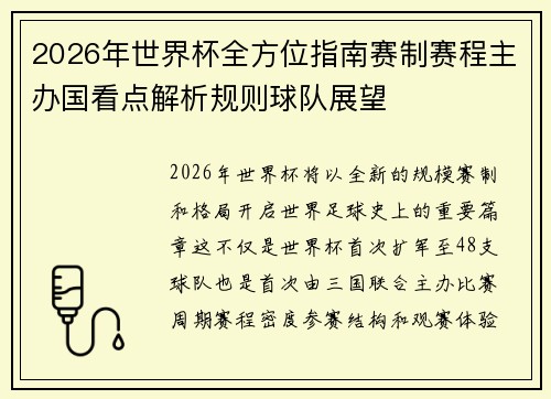 2026年世界杯全方位指南赛制赛程主办国看点解析规则球队展望
